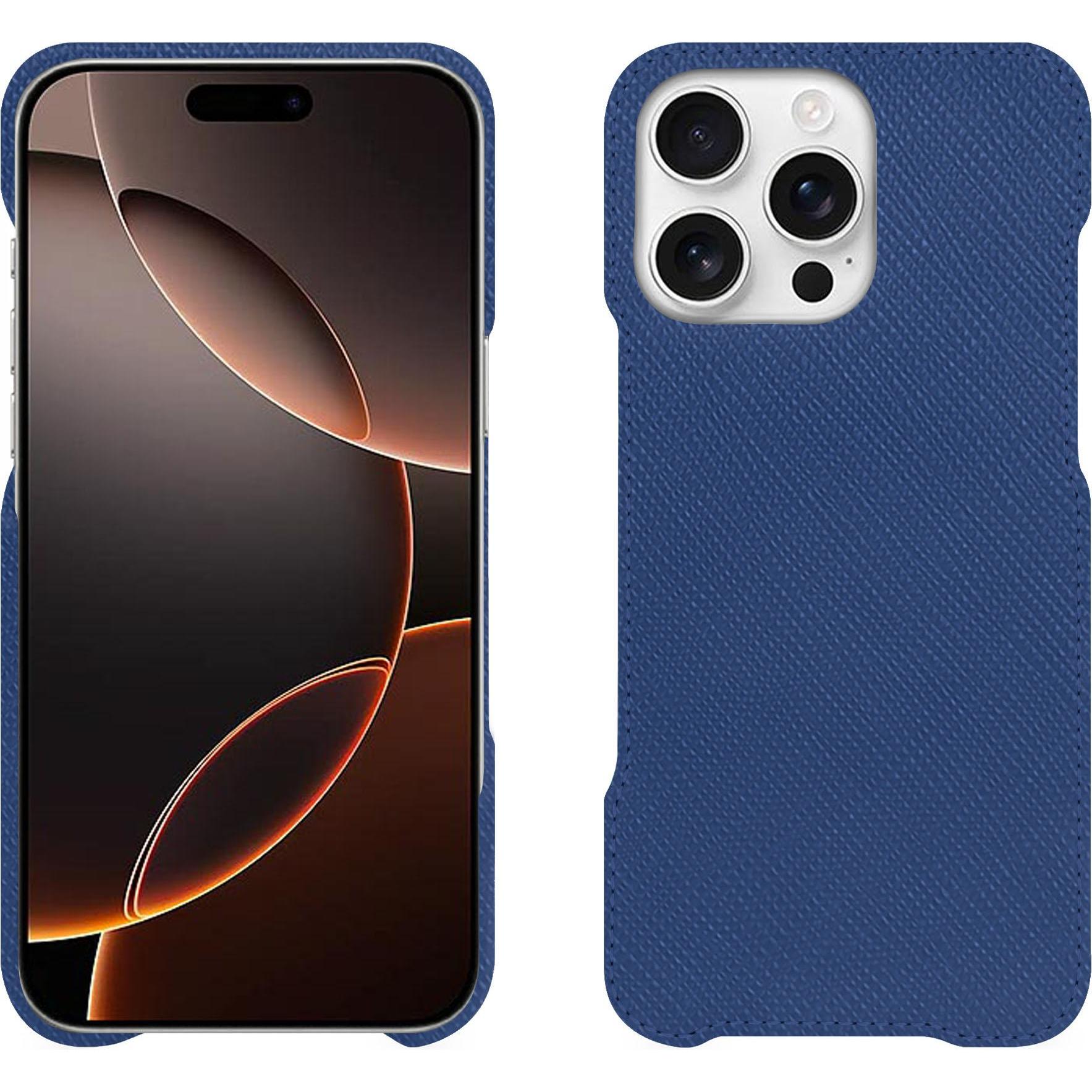 Noreve Lederschutzhülle (Apple iPhone 16 Pro), Smartphone Hülle, Blau