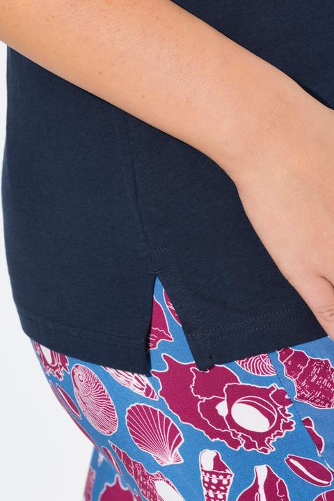 Image du produit Ulla Popken T-shirt, motif coquillages. Col V et manches courtes. Coupe Classic (54)