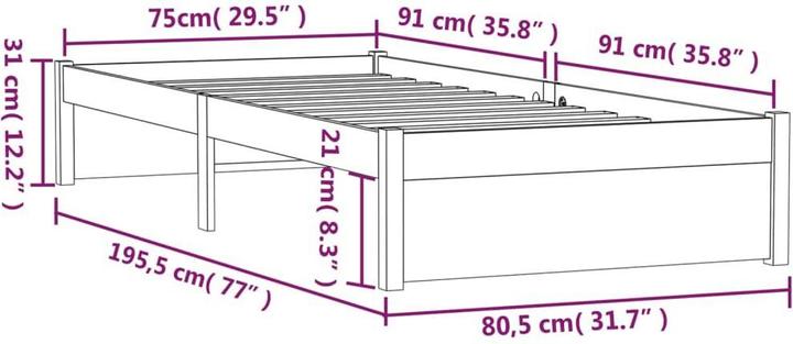 Produktbild vidaXL Bettrahmen (75 x 190 cm)