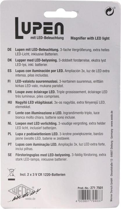 Actual product image Wedo Rectangular loupes with LED lighting