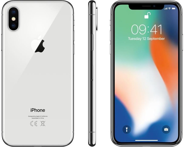 Actual product image Apple iPhone X (256 GB, Silver, 5.80", 12 Mpx, Single SIM, A / Like new)