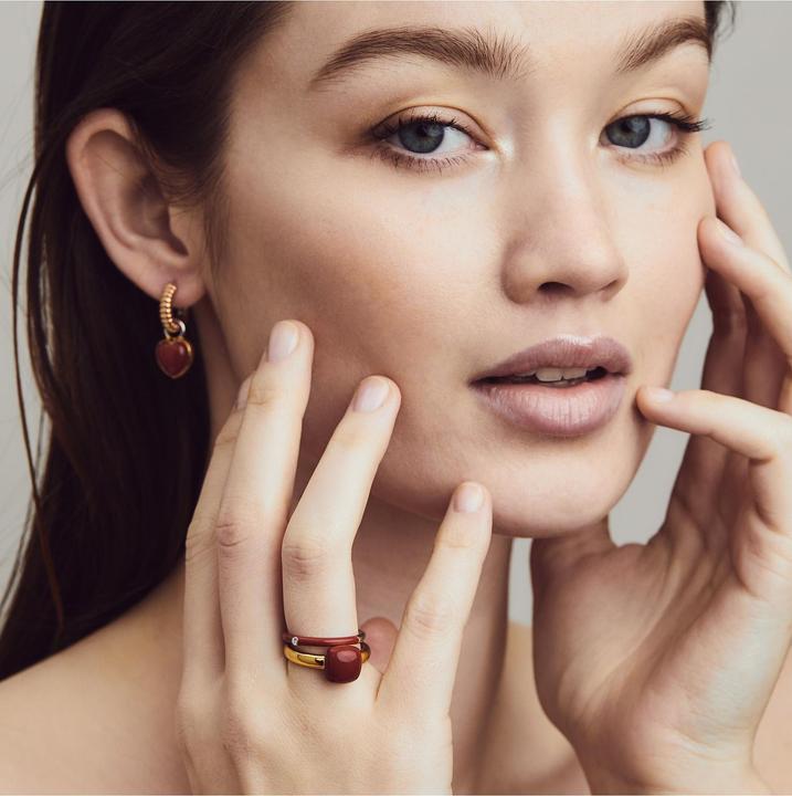 Produktbild Ti Sento Milano Ring mit korallrotem Stein vergoldet 12187CR (56, 925 Silber)