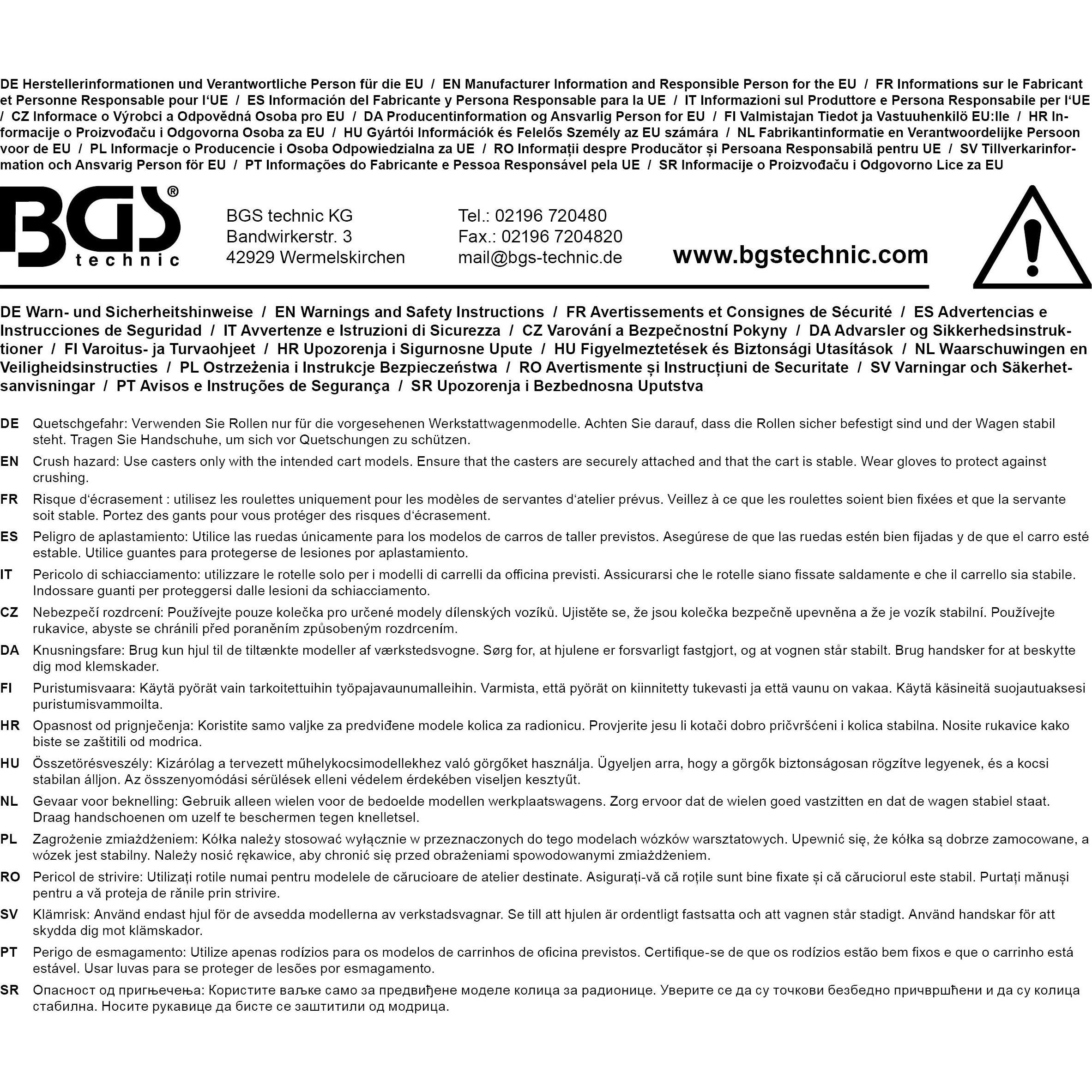 Thumbnail - BGS, Möbelrollen, Bockrolle für Werkstattwagen Art. 4110
