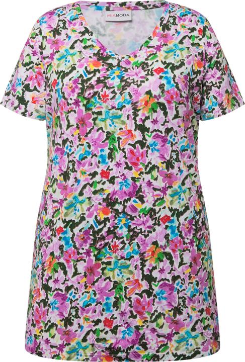 Immagine prodotto Miamoda T-Shirt, Blumenmuster, V-Ausschnitt, Halbarm (42)