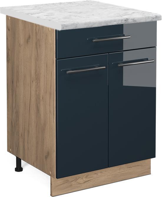 Blau, Dunkelblau hochglanz, Goldkraft Eiche, Marble-Weiss