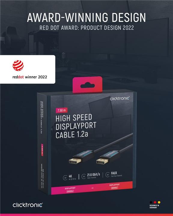 Produktbild clicktronic DisplayPort — DisplayPort (7.50 m, DisplayPort, 1.2)