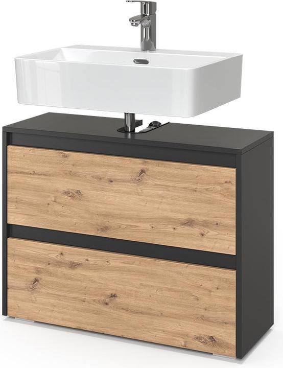 Immagine prodotto Vicco Waschbeckenunterschrank Majest, Anthrazit/Artisan, 80.1 x 62 cm mit 2 Schubladen