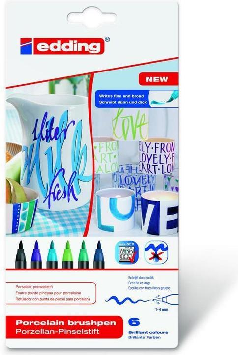 Actual product image Edding Porcelain Pens Cool Colours Set of 6. (Multicoloured, 4 mm, 6 x)