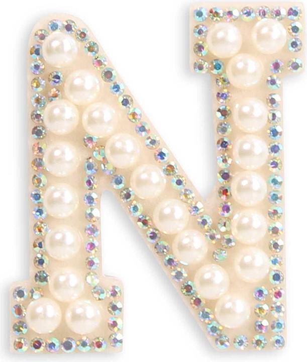 Produktbild PhoneLook Sticker Aufkleber für Handy/Tablet/Computer 3D Pearls weiss Buchstabe N