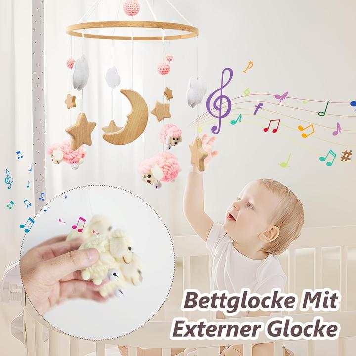 Image du produit Swecomze Holz Mobile mit Schafen und Sternen