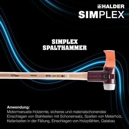Actual product image Halder Splitting hammer super plastic Simplex Ø 60 mm, hickory handle & malleable cast iron body (4100 g)