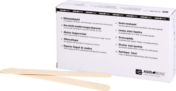 Actual product image Asid Bonz Wooden mouth spatula non-sterile, 100 pcs