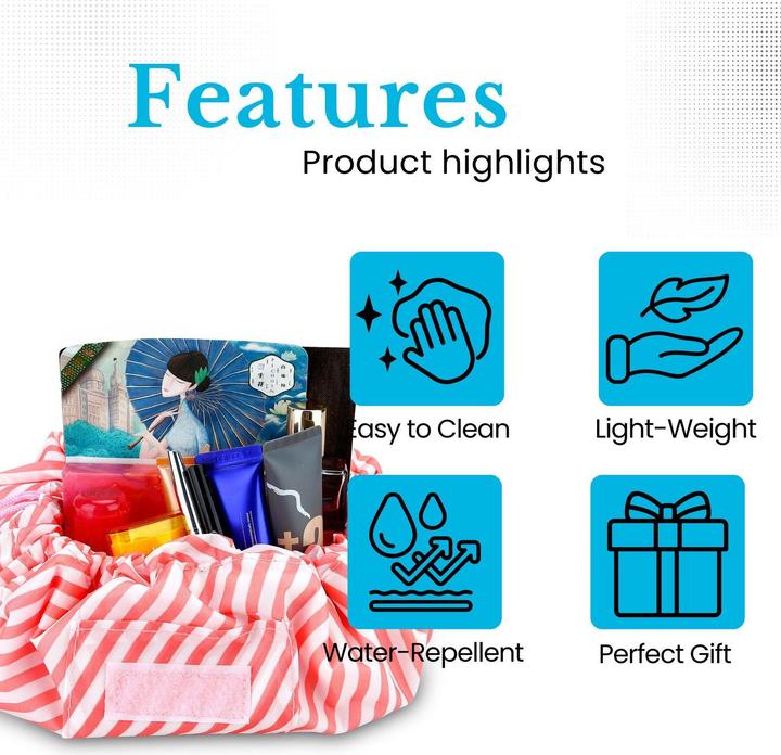 Productafbeelding Intirilife Cosmeticatasje in ROSA STRIPED