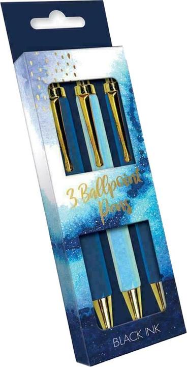 The Design Group Retractable Pen (Pack of 3) (Blue/Gold, 3 x)