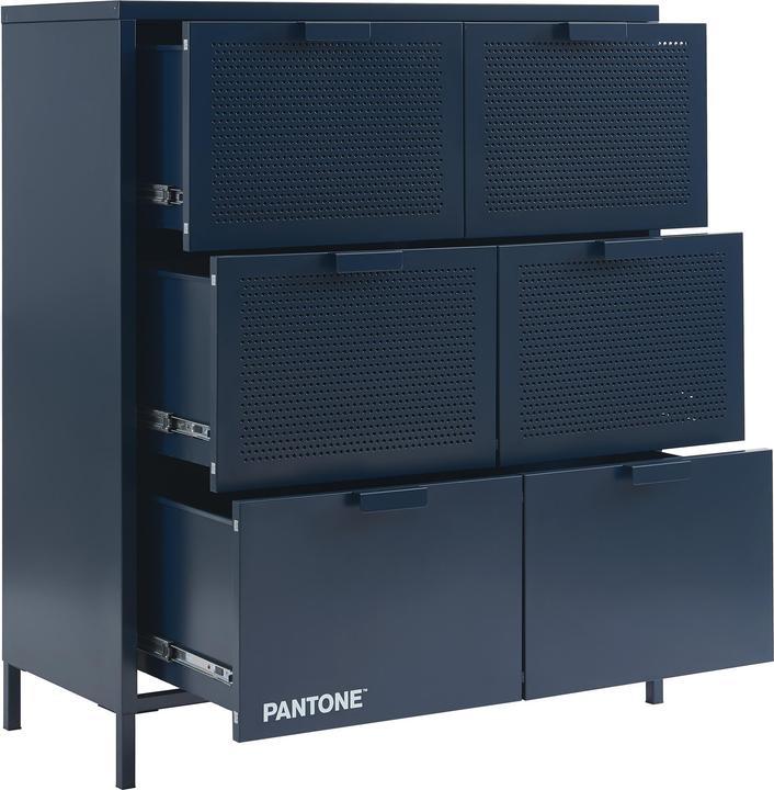 Image du produit Pantone Kommode Metall nachtblau 6 Schubladen 90cm