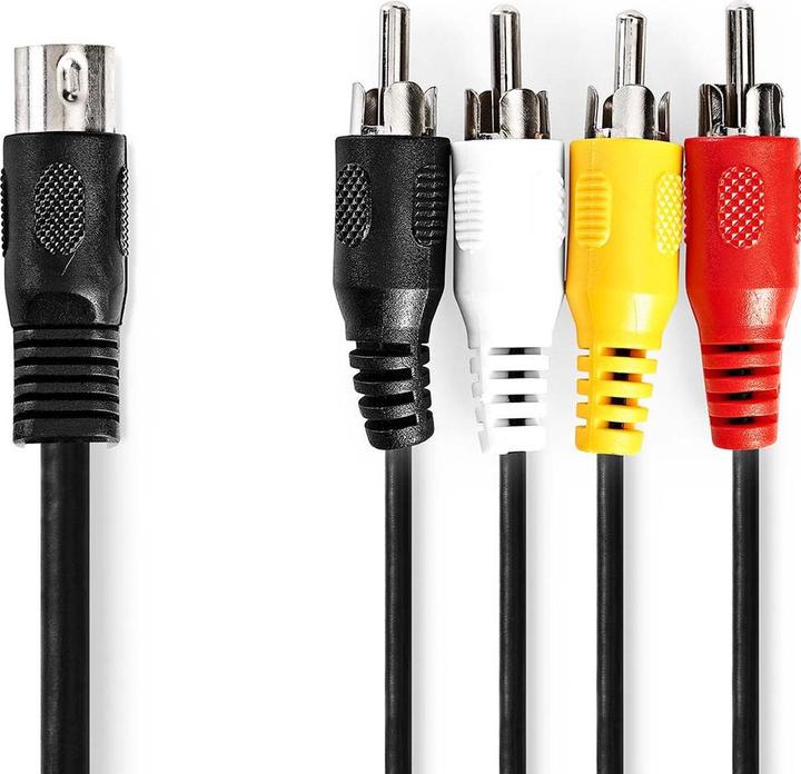 Nedis DIN-Audio-Kabel | DIN 5-Pin Stecker | 4x RCA Stecker | Vernickelt | 1.00 m | Rund | PVC | Schw (1 m)