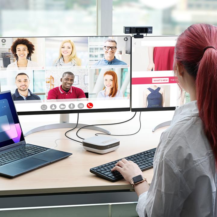 Actual product image j5Create JCDS337 USB-C® Dual 4K Speakerphone Dock Pro, Black, Wired, USB 3.2 Gen 2 (3.1 Gen 2) Type- (USB-C)