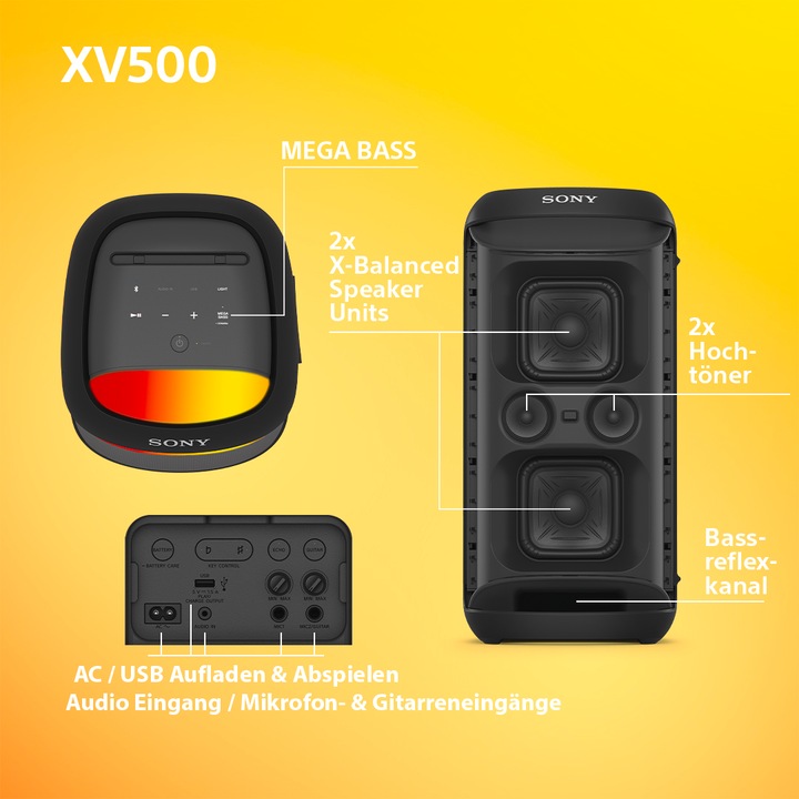 Actual product image Sony SRS-XV500 (25 h, Rechargeable battery operated, Electrical connection)