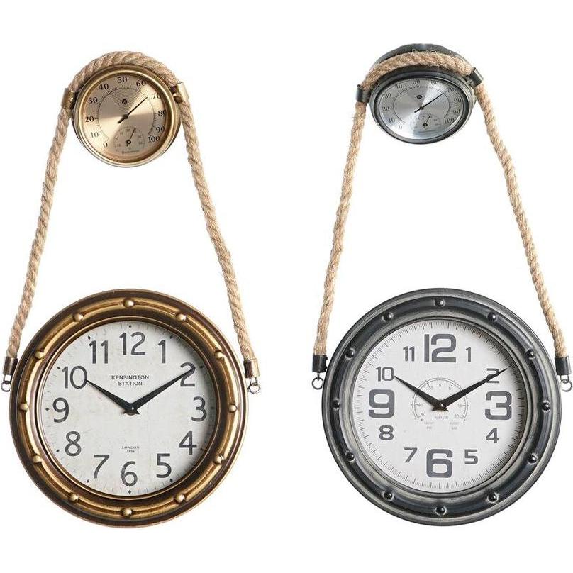 DKD Home Decor, Orologio da parete, Wall Clock 28,5 x 8 x 50 cm Crystal Iron Vintage (2 Units)