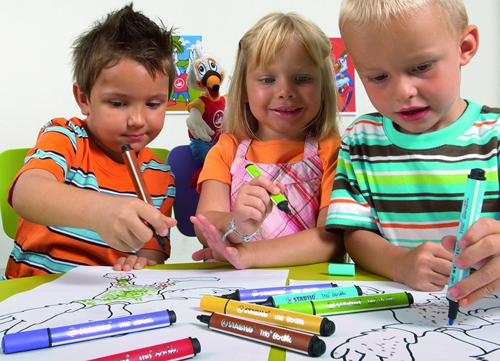 Actual product image STABILO Trio Scribbi Spring-loaded triangular felt-tip pen (Multicoloured, 12 x)