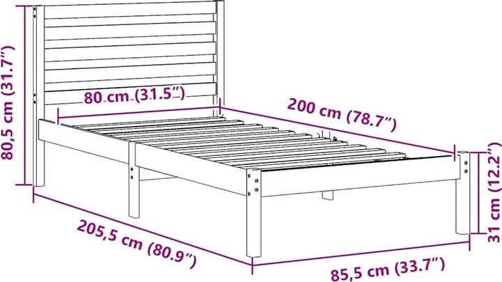 Image du produit vidaXL Plattformbettgestell (80 x 200 cm)