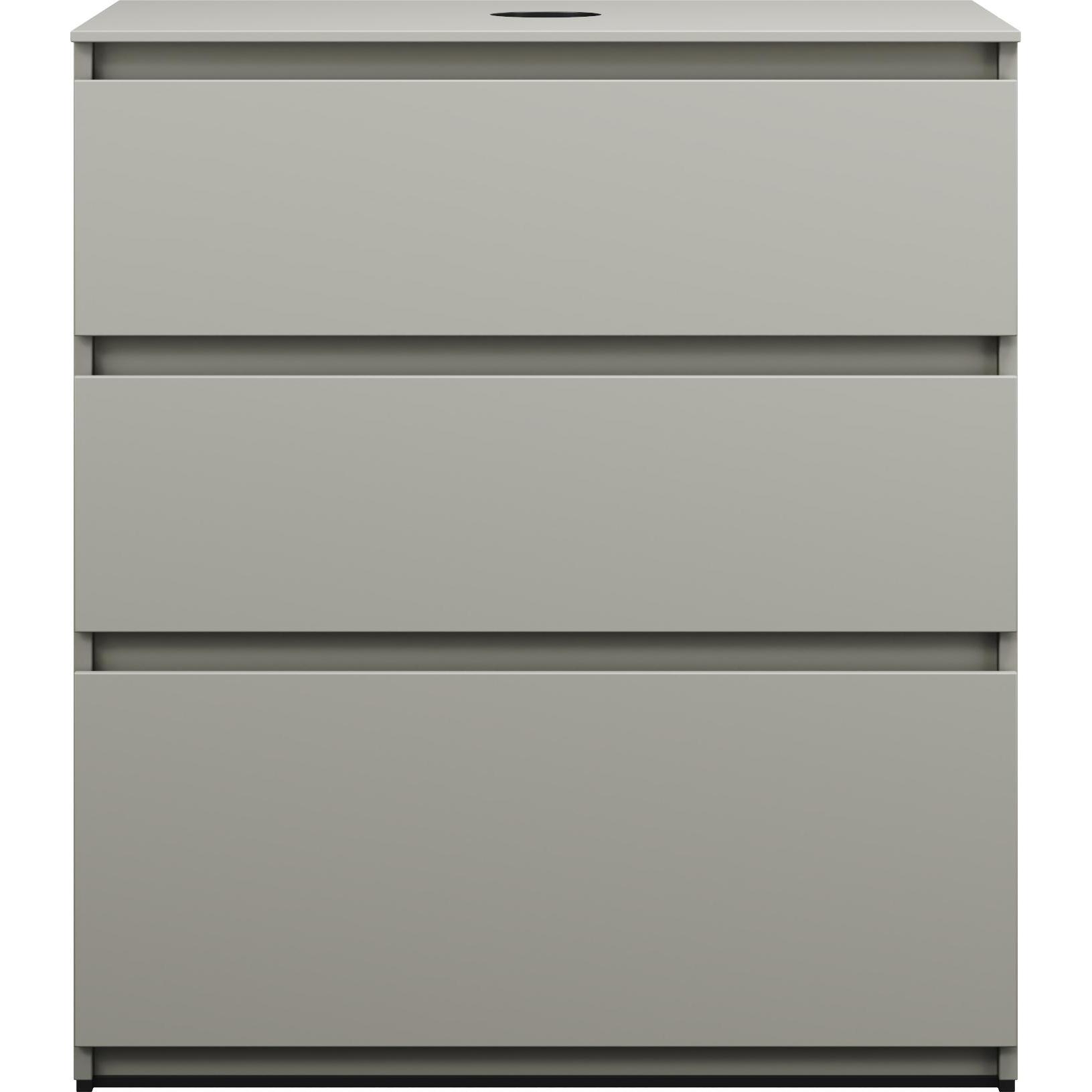 burgbad, Waschtischkonsole, Lin20 Waschtischunterschrank inklusive Konsolenplatte, 3 Auszüge, Tiefe 487mm, 802x487x900m