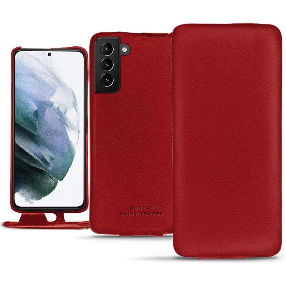 Noreve Lederschutzhülle vertikal (Samsung Galaxy S21+), Smartphone Hülle, Rot