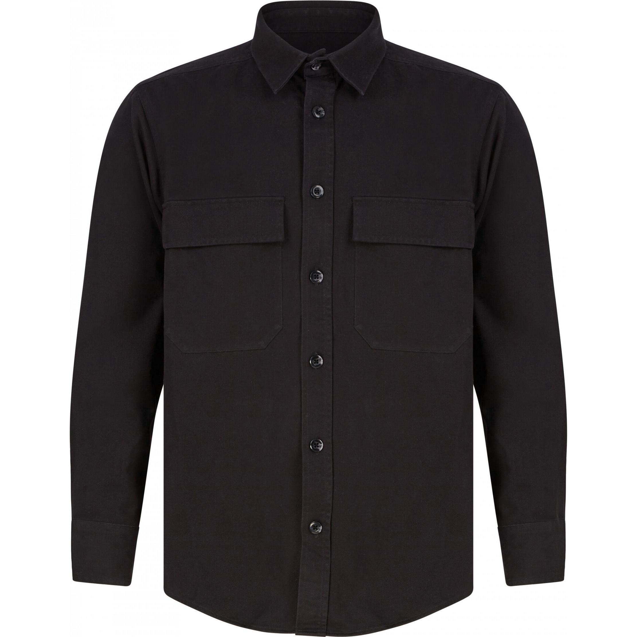 Front Row, Herren, Hemd, Drill, Schwarz, (XS)