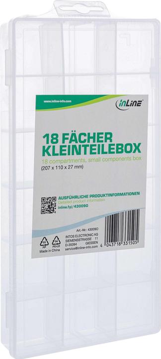 Actual product image InLine Small parts box, 18 compartments, dimensions: 207x110x27mm, orange