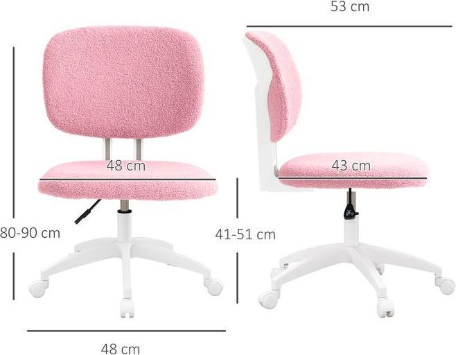 Produktbild Swisshandel24 Bürostuhl, ergonomisch, ohne Armlehne, Samt, Rosa (41 - 51 cm)