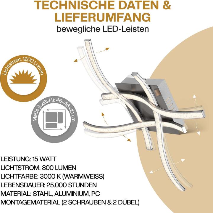 Produktbild Monzana LED Deckenleuchte Tigull (1200 lm)