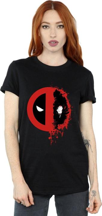 Actual product image Womens/Ladies Deadpool Split Splat Logo Cotton Boyfriend T-Shirt (3XL)