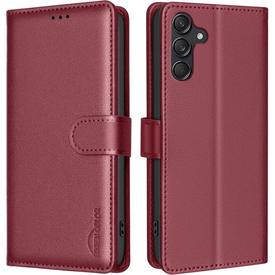 Binfen Color Galaxy A26 - BINFEN Leder Etui Hülle mit RFID Blocker (Samsung Galaxy A26), Smartphone Hülle, Rot