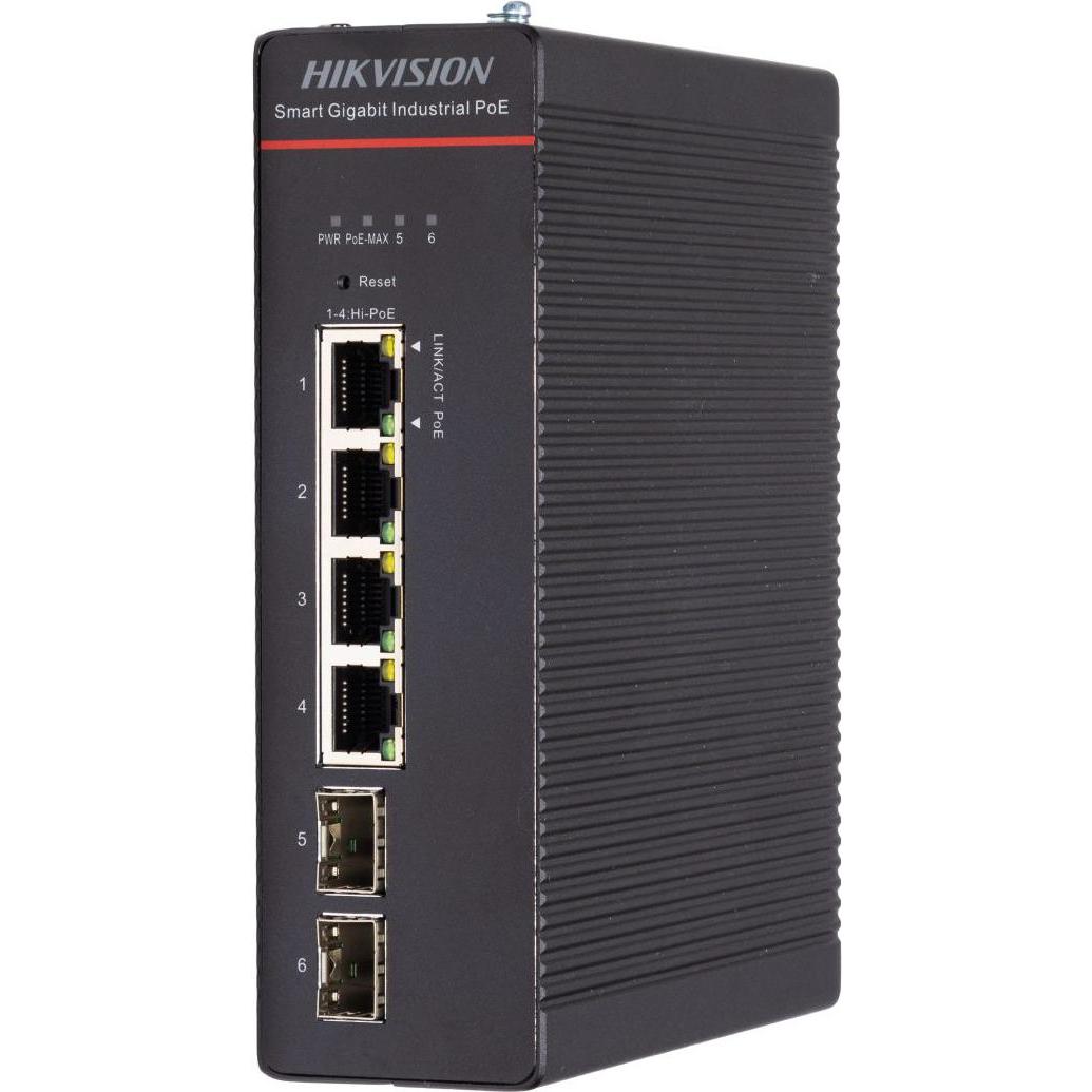 Hikvision Industrial Smart Managed POE, Switch di rete, Nero