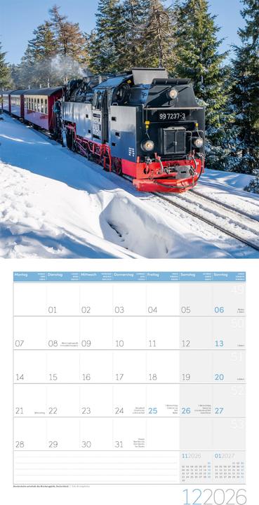 Image du produit Lokomotiven Kalender 2026 - 30x30 (30 x 30 cm, Couverture rigide, Allemand, Français, Anglais, Italien)