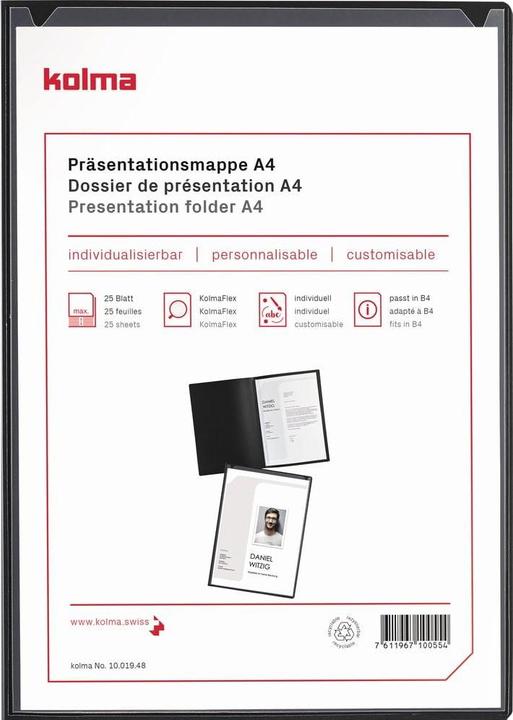 Produktbild Kolma Präsentationsmappe Vario A4 Klemmschiene 2-teilig anthrazit (A4, 1x)