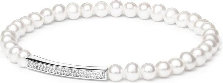 Produktbild Silvego Flexible pearl bracelet Noya with silver decoration LPS19222BW