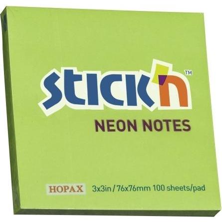 Thumbnail - B.N.T., Heft + Block, Notes Stick'N NEON grün 76x76mm 100Blätter - (12 Stk.)