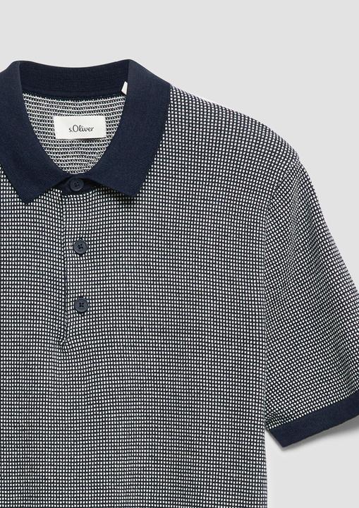 Produktbild s.Oliver Zweifarbiges Strickpolo aus reiner Baumwolle (L, M)