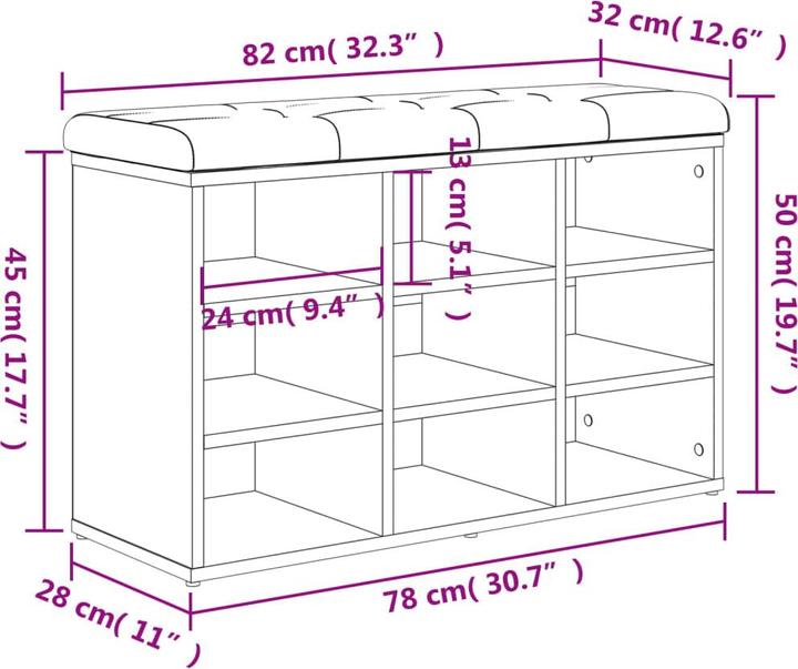 Produktbild VidaXL Schuhbank (82 x 32 x 50 cm)