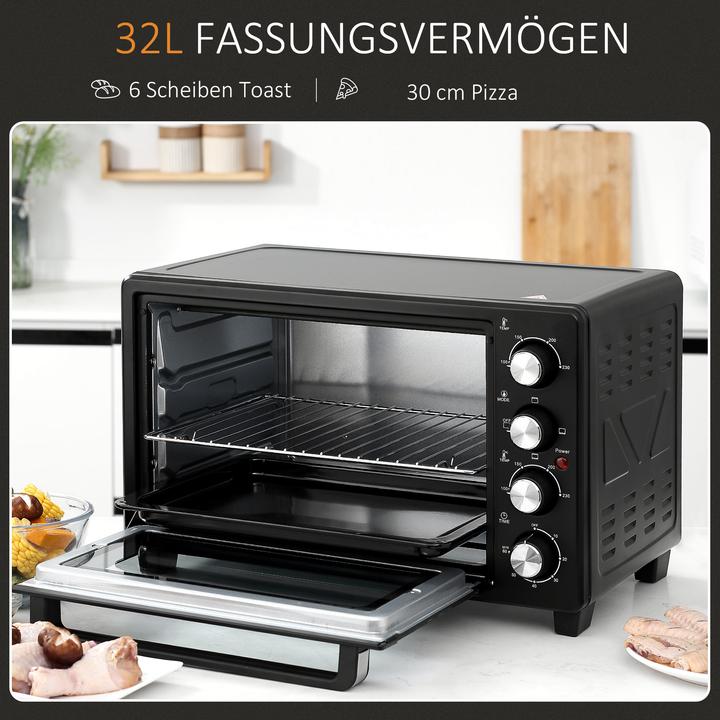 Produktbild Homcom Minibackofen Metall, Edelstahl Schwarz