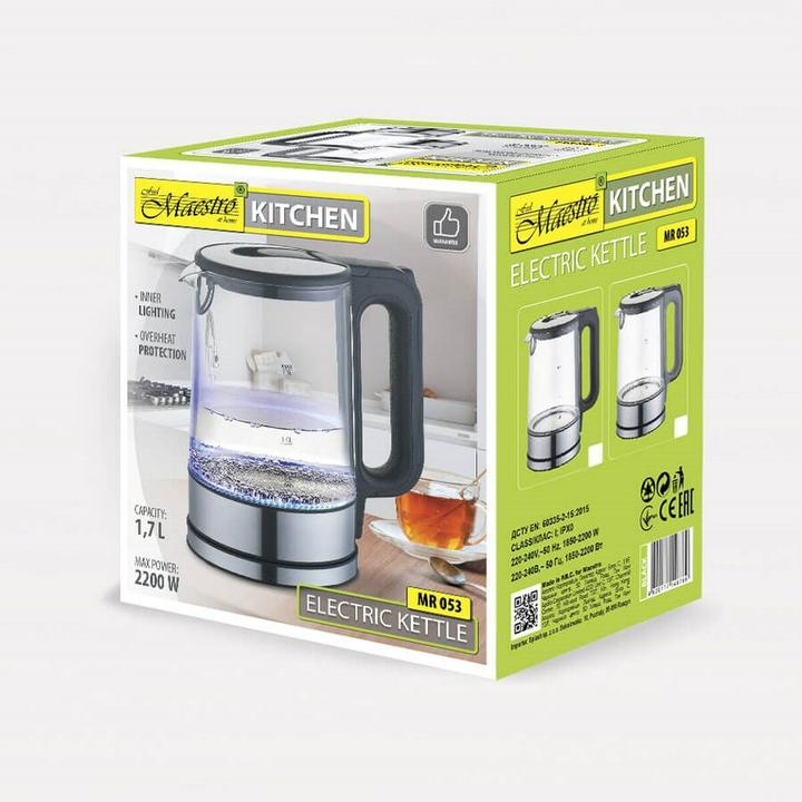 Image du produit Maestro Bouilloire électrique MR-053-GRAY verre 1.7 l 2200 W (1.70 l)