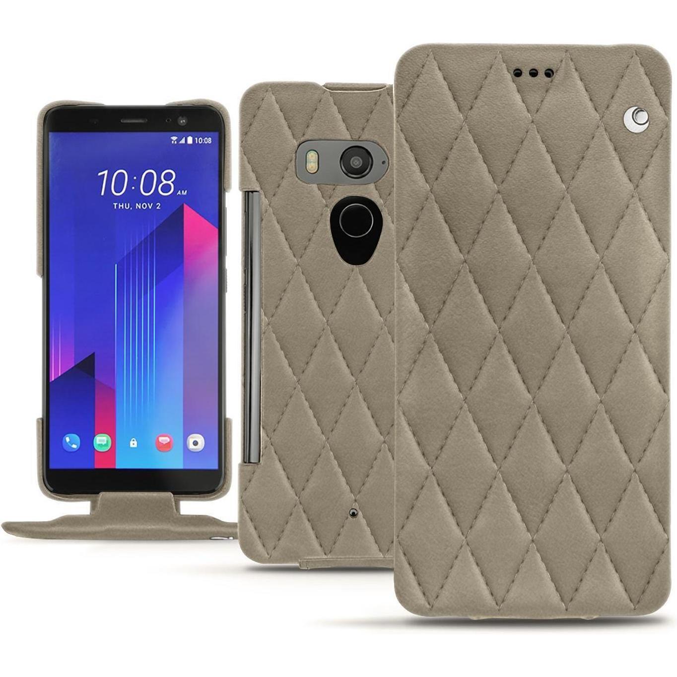 Noreve Lederschutzhülle vertikal (HTC U11+), Smartphone Hülle, Beige