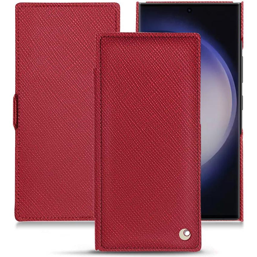 Noreve Lederschutzhülle horizontal (Samsung Galaxy S24 Ultra, Samsung Galaxy S23 Ultra), Smartphone Hülle, Rot
