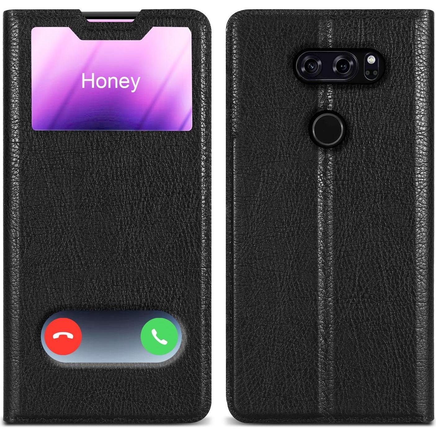 Cadorabo Book Hülle mit Doppelfenster für LG V30 / V30+ / V30S / V30S+ (LG V30S+, LG V30+, LG V30), Smartphone Hülle, Sc...