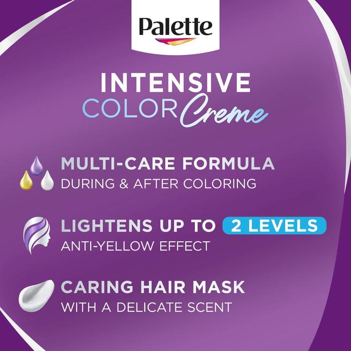 Actual product image Palette Schwarzkopf Intensive Colour Creme Permanent Hair Dye with Mask for All Hair Types C9 Platinum (C9 Platinum Silver)