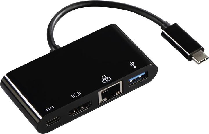 Produktbild Hama 4in1-USB-C zu (Ethernet / Lan, HDMI, USB 2.0, USB Typ-C)