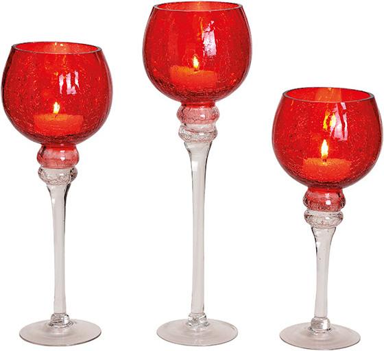 Produktbild G. Wurm Windlicht Set Kelch Cracking Rot, 30, 35, 40cm x Ø (3 x)