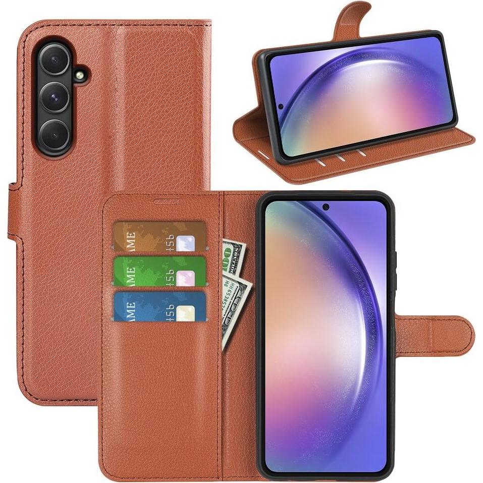 Thumbnail - Cover-Discount Galaxy A55 - Leder Etui Hülle braun (Samsung Galaxy A55), Smartphone Hülle, Braun