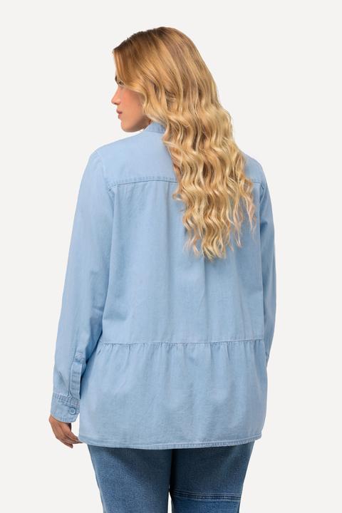 Actual product image Ulla Popken Soft Denim Blouse with Peplum Panel (46, 48)
